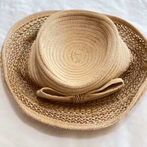Straw Sun Hat with Bow - Natural Tan